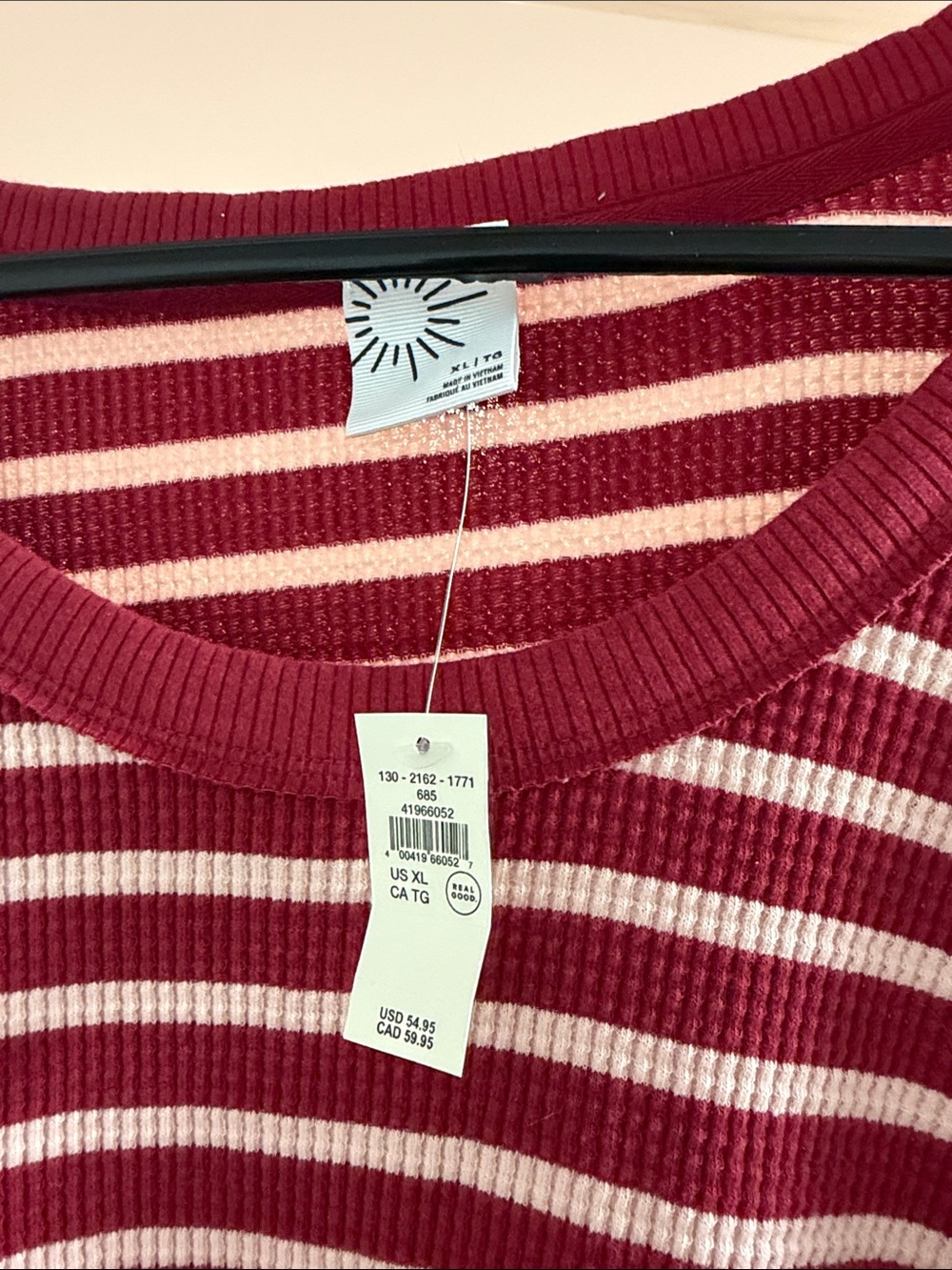 aerie Maroon and Cream Striped Long Sleeve Sweater - Picture 2 of 4